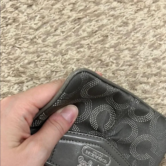 Coach Charcoal Gray Wristlet with Signature C Logo Pattern - Picture 15 of 16